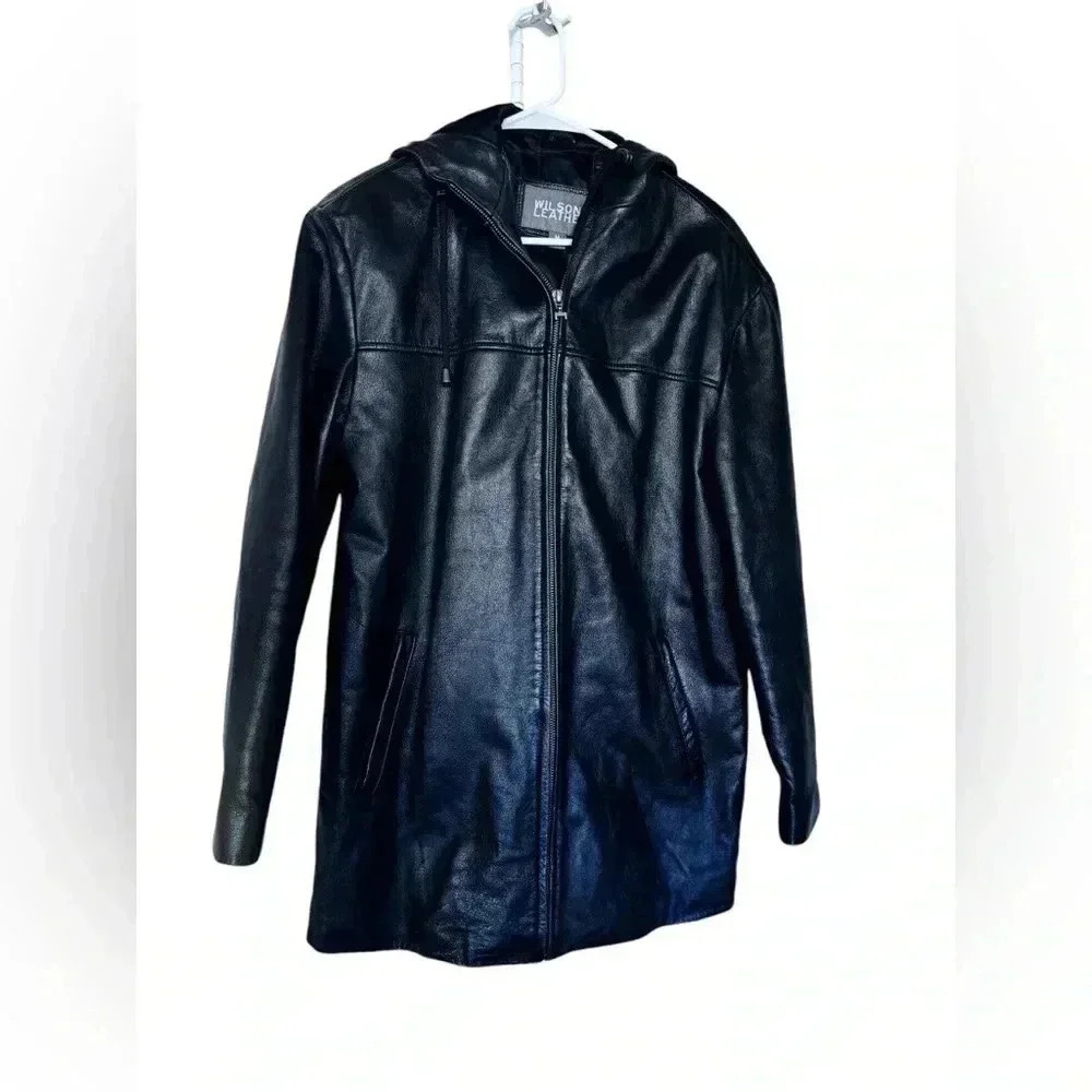 Wilson’s Leather Black Genuine Leather Zip Up Jacket